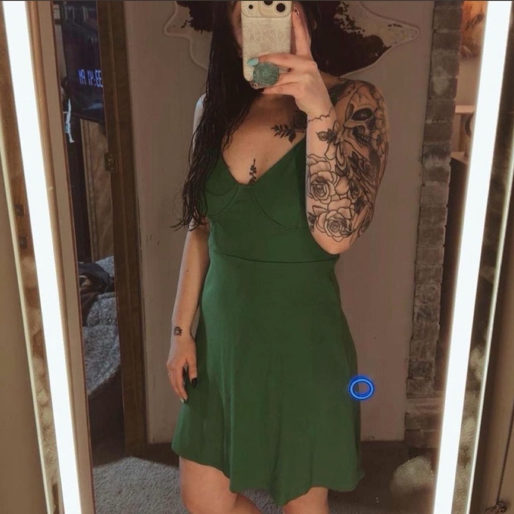 wild fable Emerald Green Spaghetti-Strap Fit & Flare Mini Dress